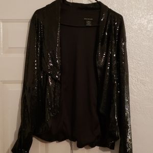 Black jean sequin set